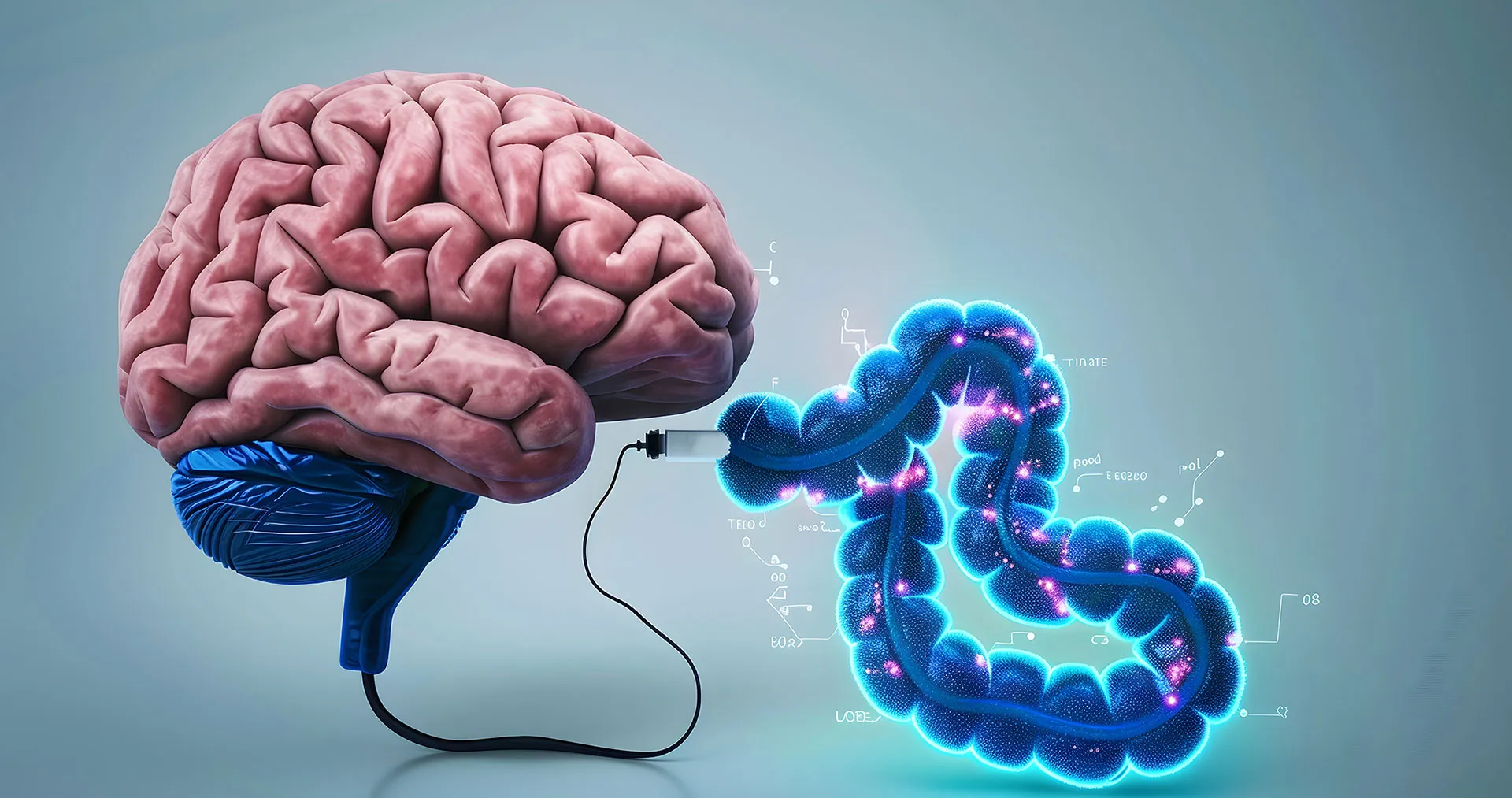 Diagram illustrating the gut-brain axis and vagus nerve connection in brain-gut therapy